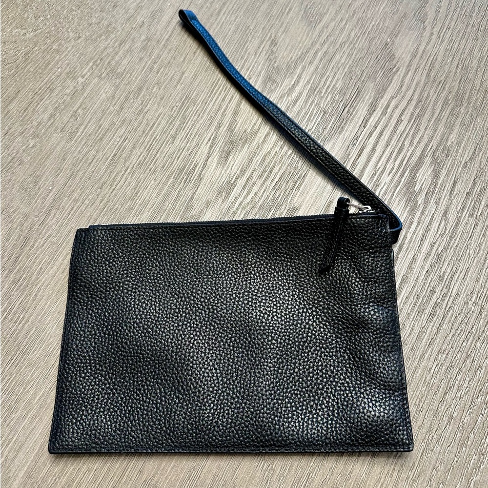 AllSaints Black Pebbled Leather Pouch Clutch Bag Insert Odette Tote Organizer - Picture 3 of 7